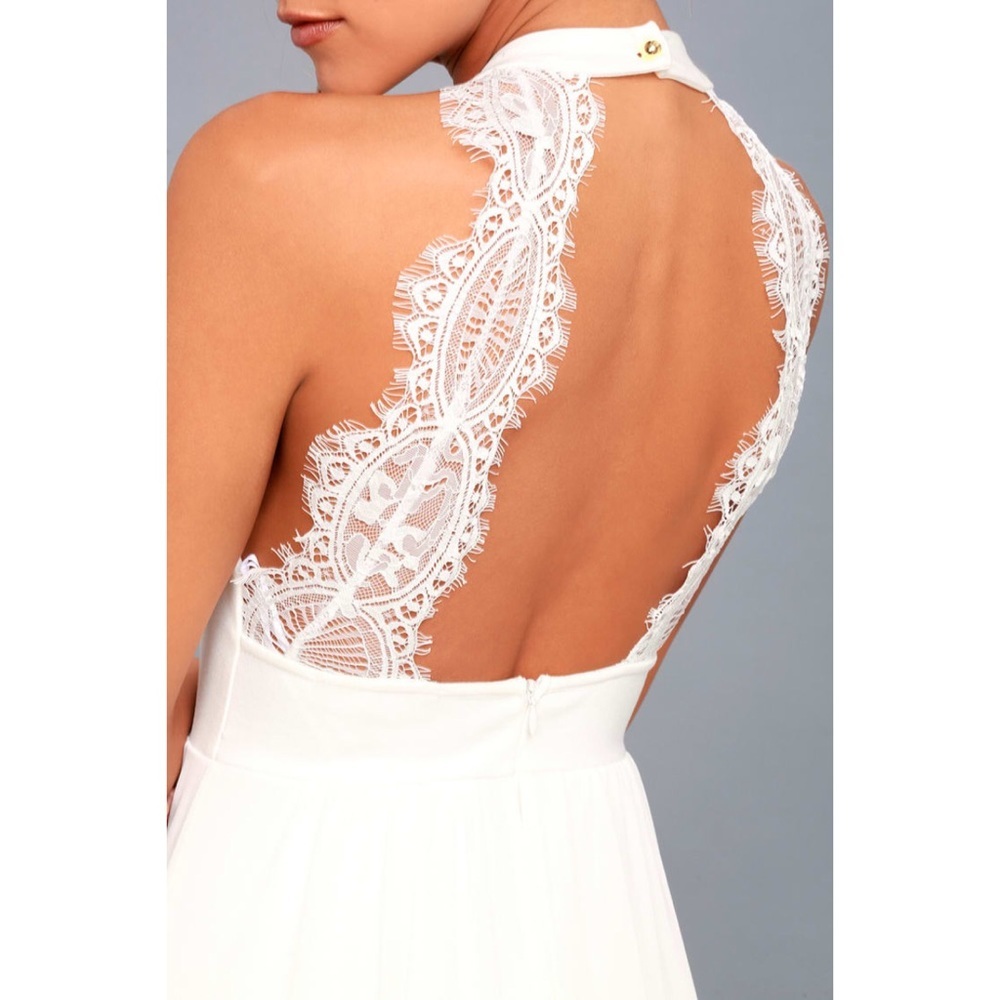 Lulu “Angel Kisses” Lace Backless Halter MaxiDress - Picture 5 of 13
